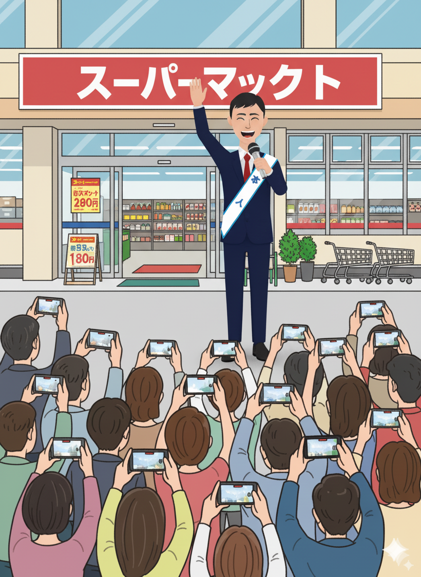 スーパーマックトで街頭演説やっていた